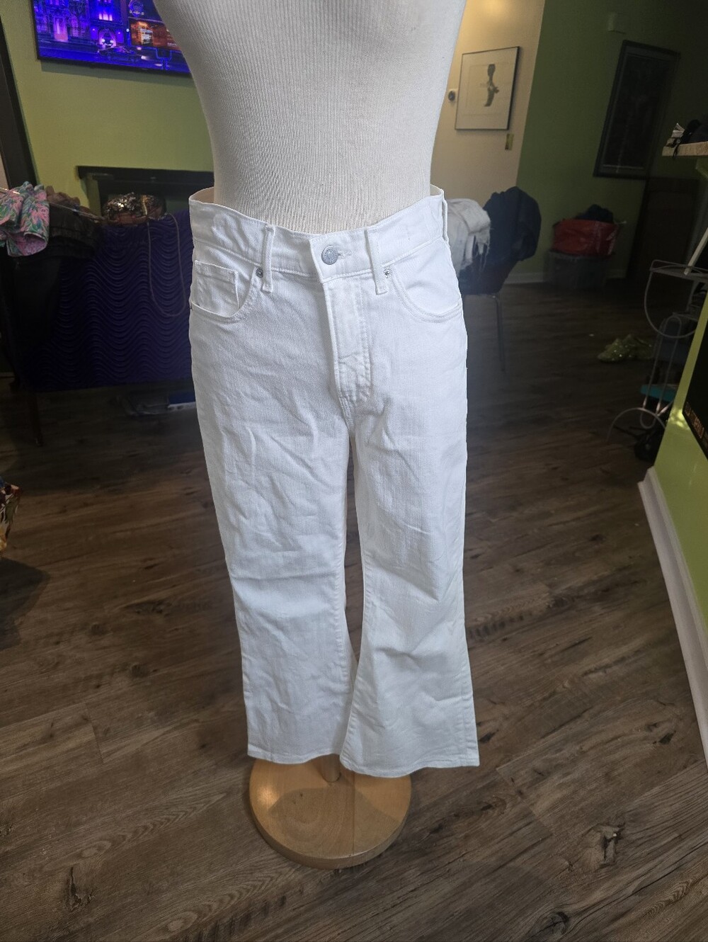 Veronica Beard Beverly Skinny Flare High Rise White Jeans